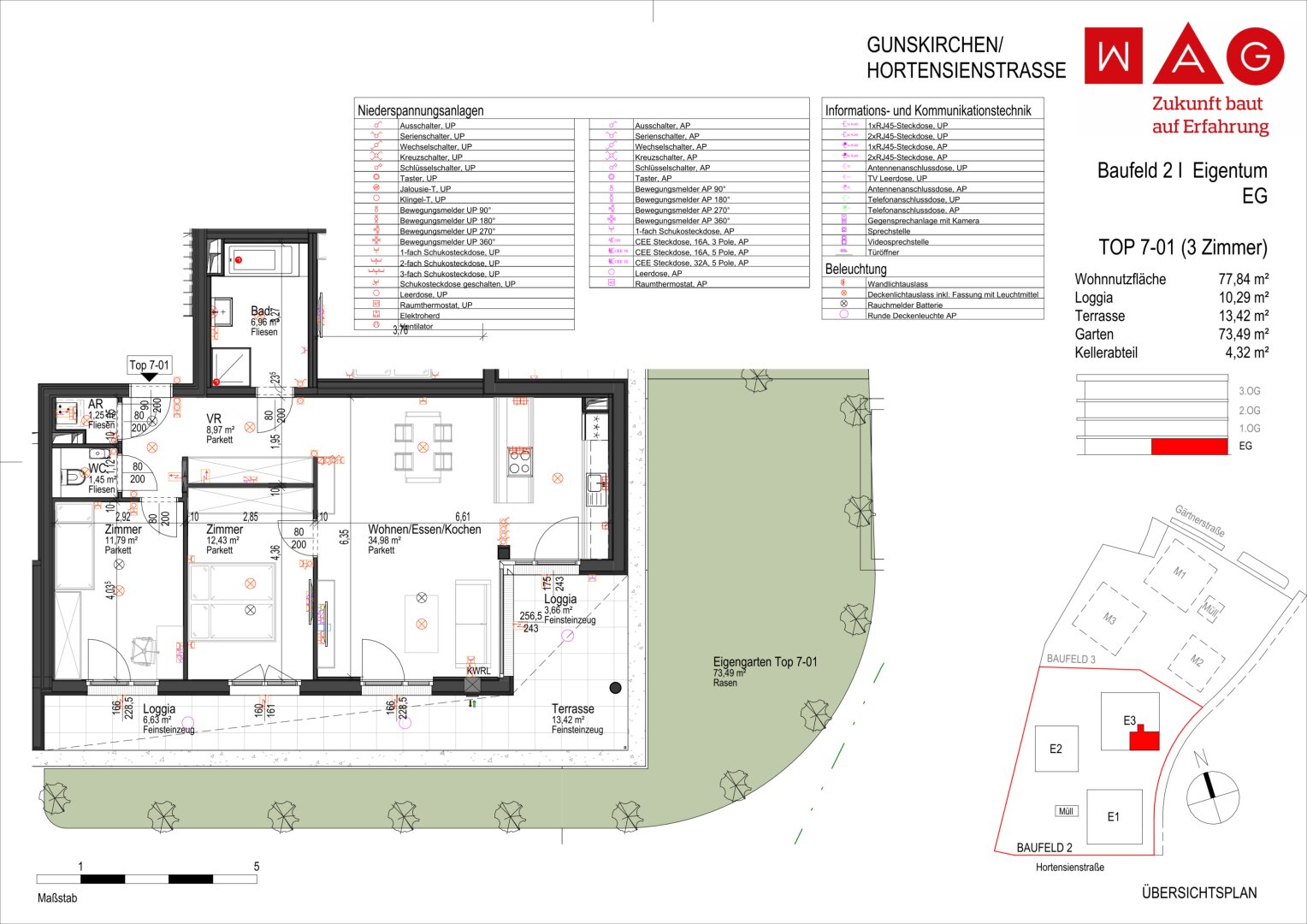 Wohnungsplan mit Maßen