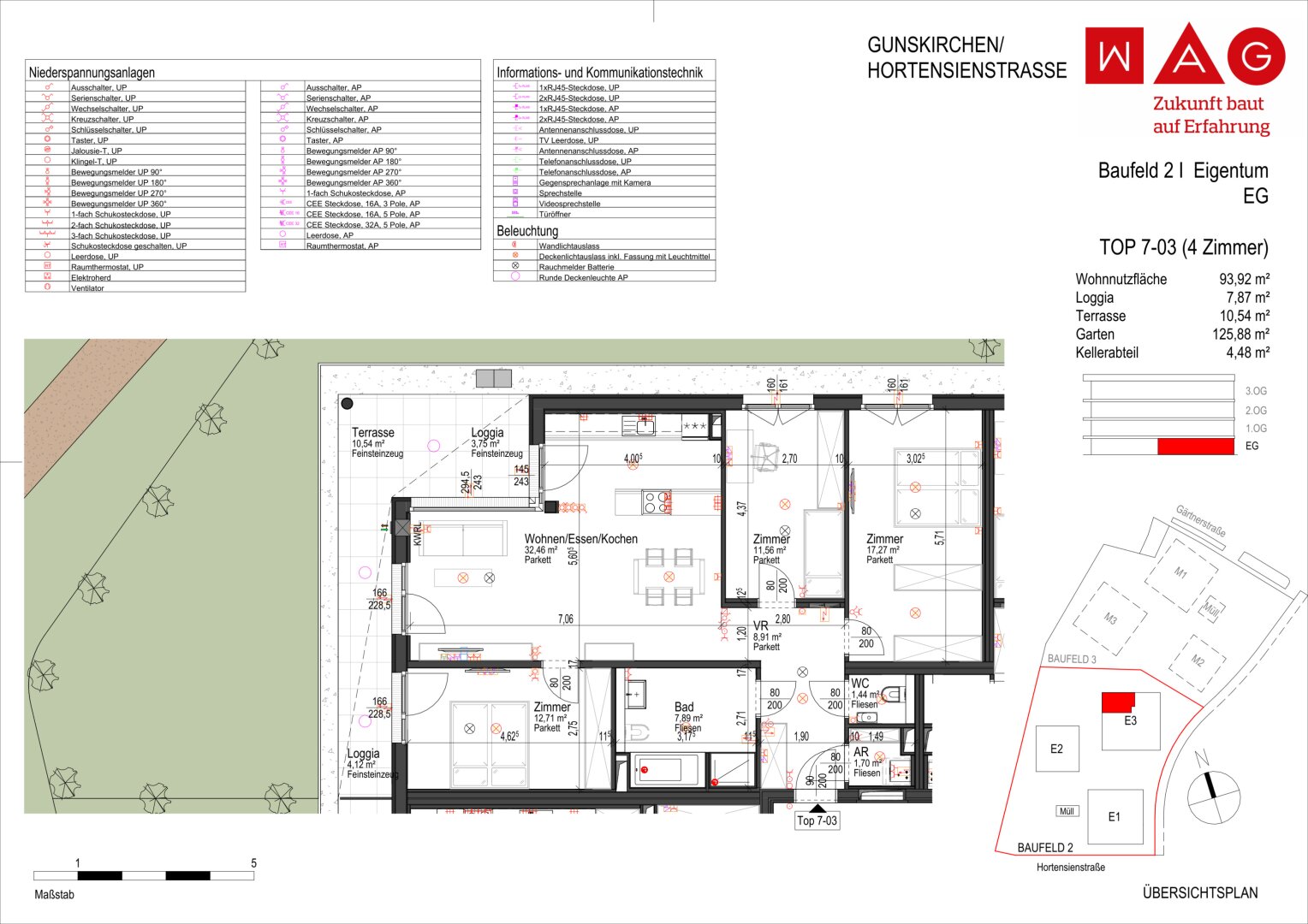 Wohnungsplan mit Maßen