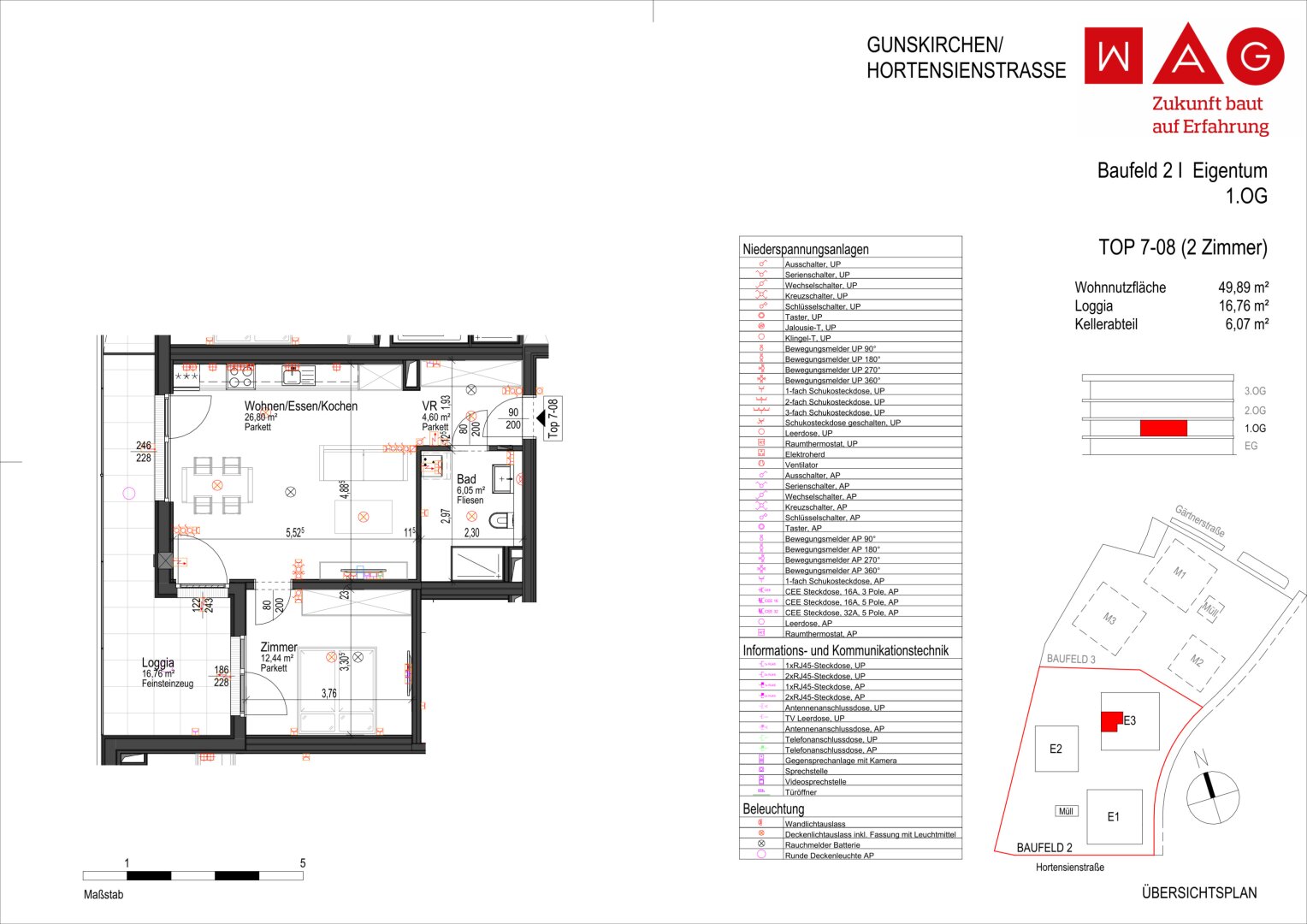 Wohnungsplan mit Maßen