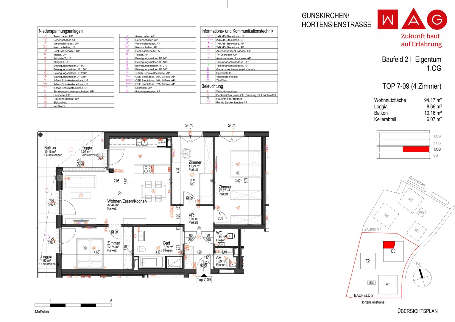 Wohnungsplan mit Maßen