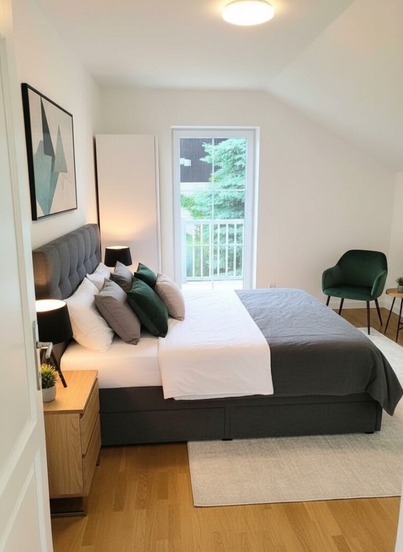 Zimmer im Obergeschoss: KI generierte Einrichtung