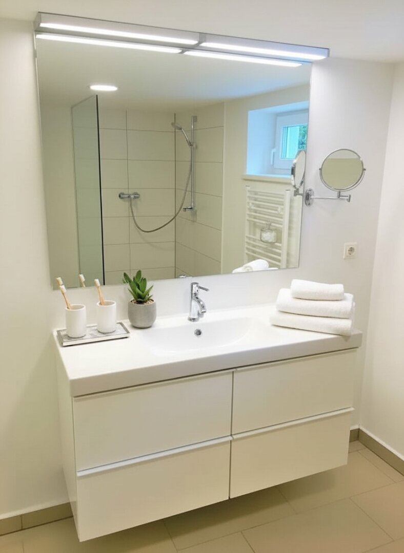 Badezimmer im Untergeschoss: KI generierte Dekoration