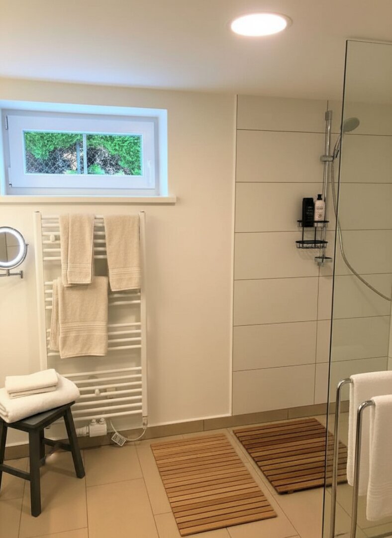 Badezimmer im Untergeschoss: KI generierte Dekoration