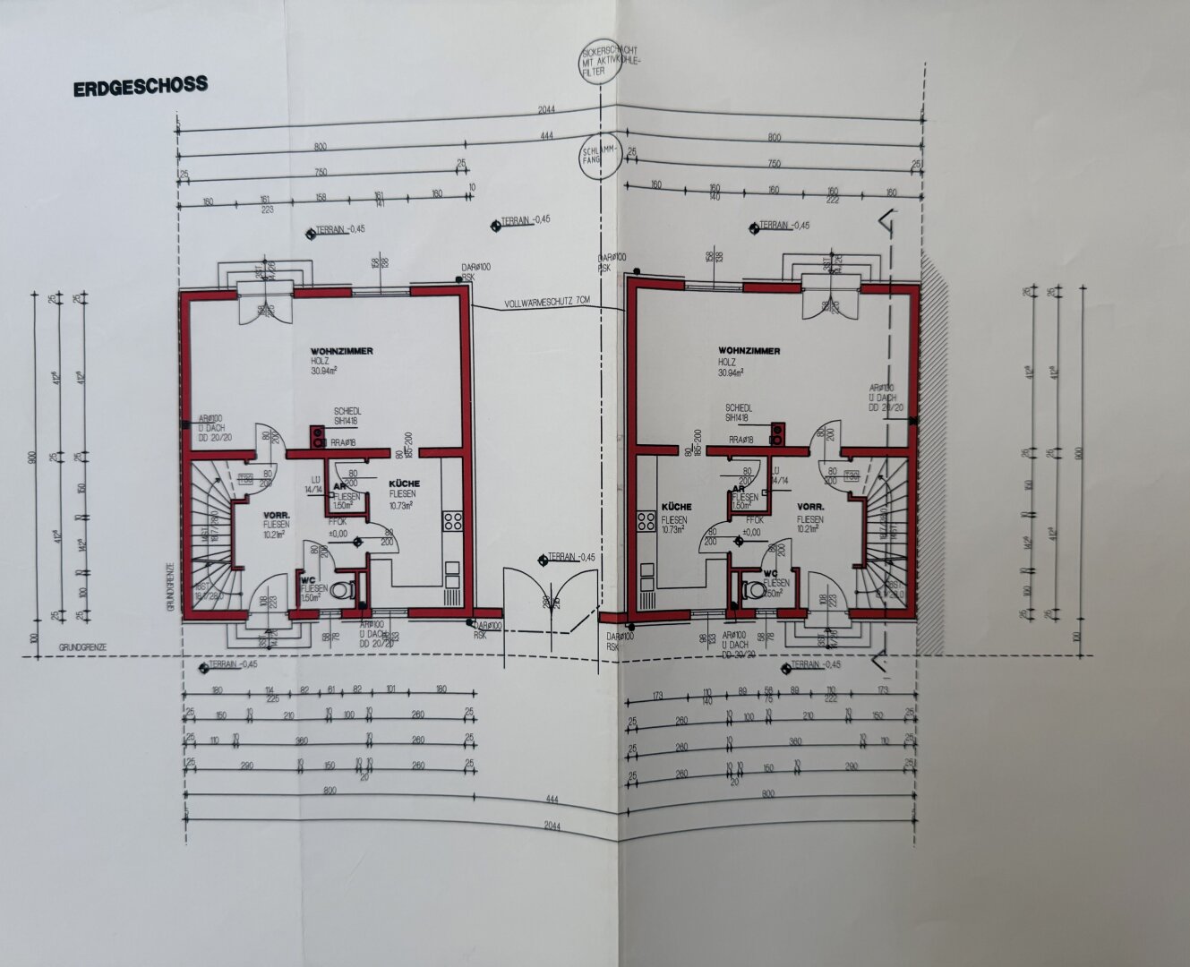 Erdgeschoß Haus 1 und Haus 2