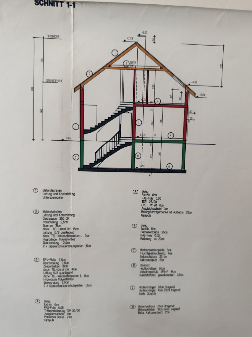 Schnitt Haus 1 und Haus 2