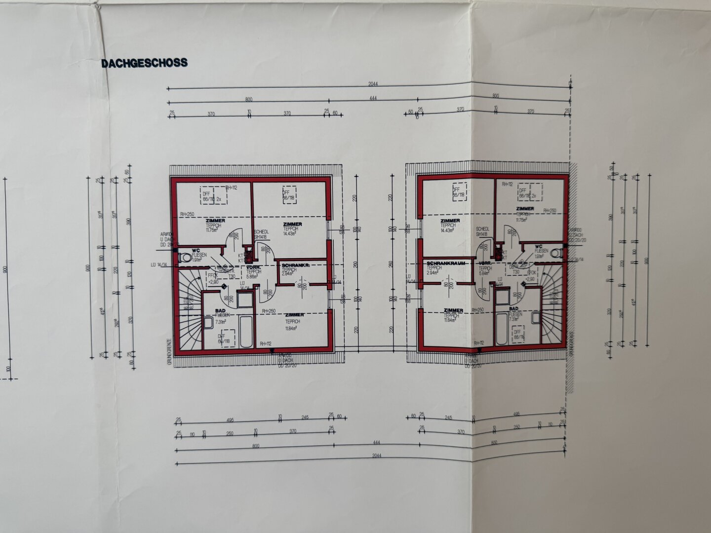 Dachgeschoß Haus 1 und Haus 2