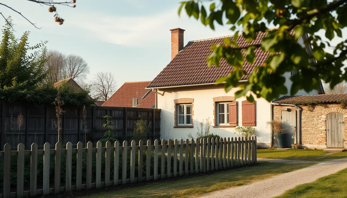 KI-Symbolbild: Ein schlichtes, älteres Einfamilienhaus mit Ziegeldach hinter einem hölzernen Lattenzaun in mildem Nachmittagslicht.