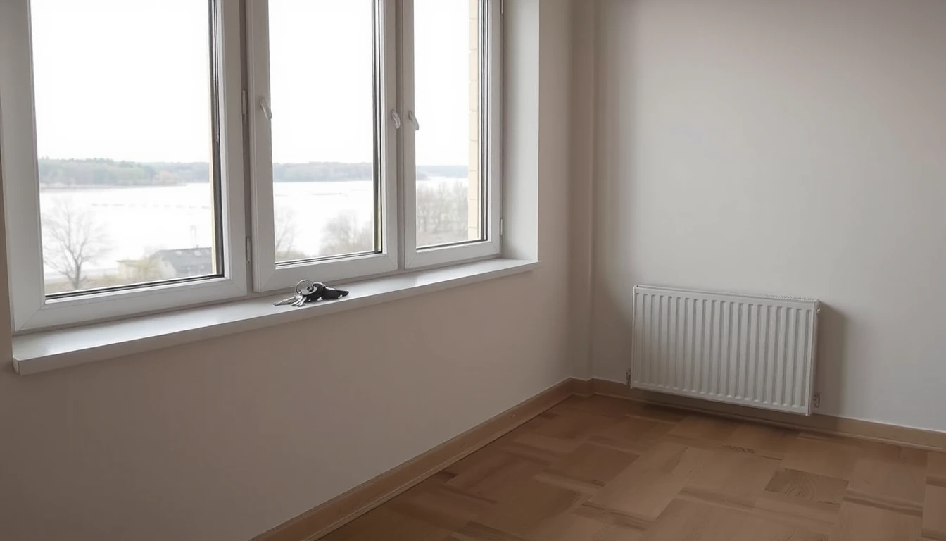 KI-Symbolbild: Ein Schlüsselbund liegt auf der Fensterbank einer leeren, hellen Wohnung mit Blick auf einen See.