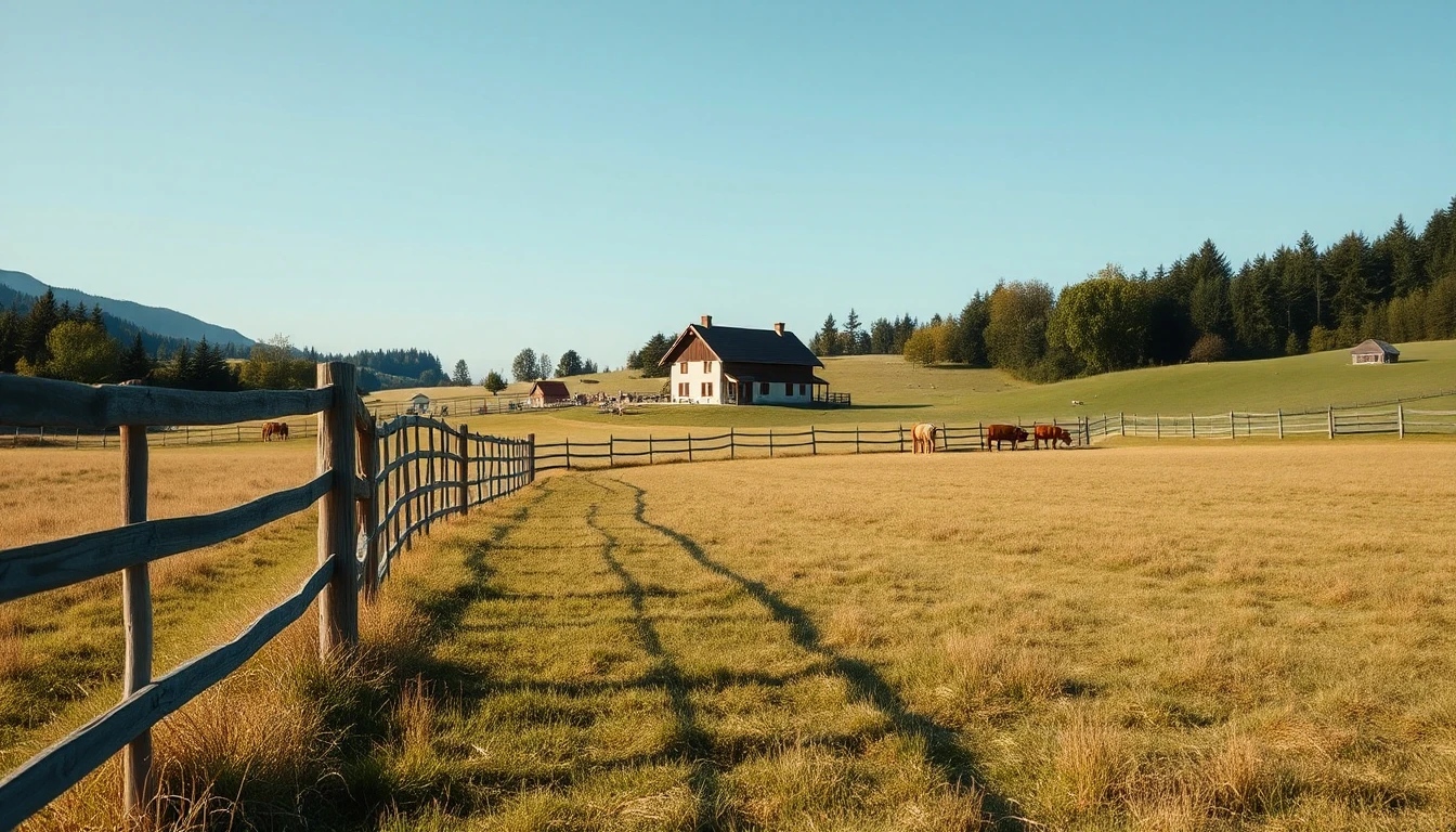 KI-Symbolbild: Eine eingezäunte Wiese mit Kühen, im Hintergrund ein Bauernhaus vor bewaldeten Hügeln unter klarem Himmel.