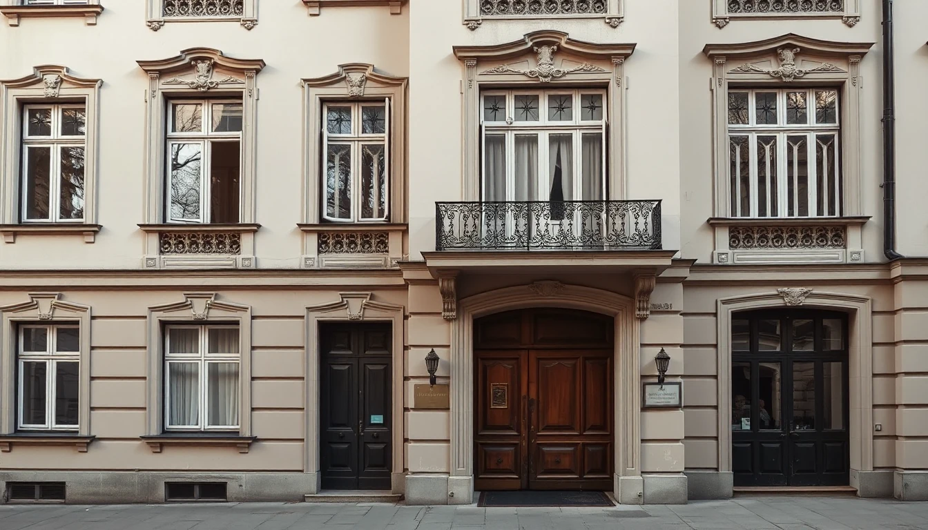 KI-Symbolbild: Fassade eines Wiener Gründerzeithauses mit verzierten Fenstern, schmiedeeisernem Balkon und großem hölzernem Eingangstor.